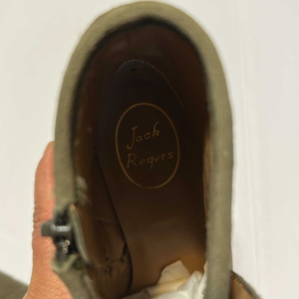 Jack Rogers Green Ankle Booties with Stacked Heel - Picture 3 of 9